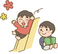 滑り台で遊ぶ子どものイラスト